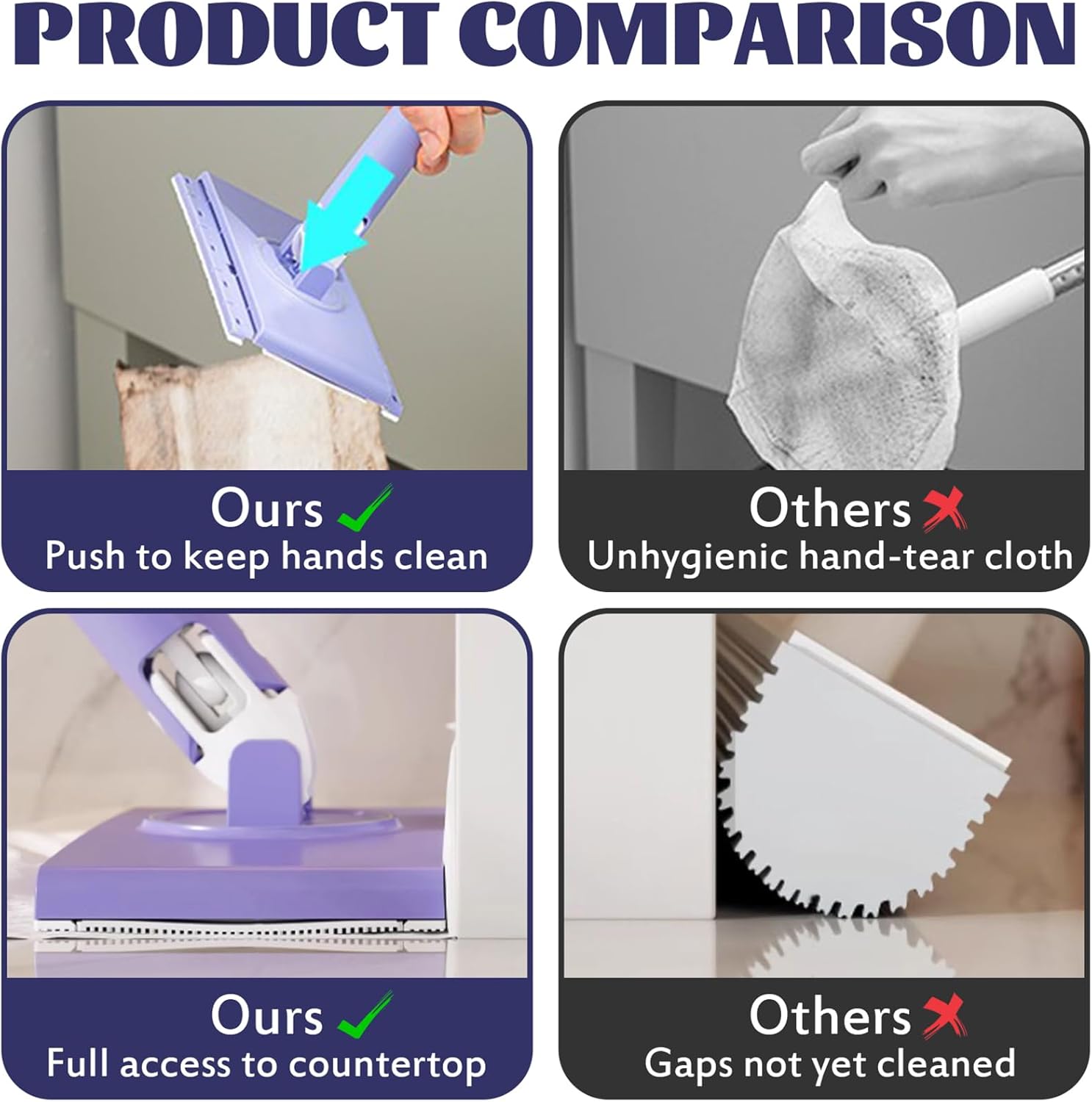 Mini Mop With Automatic Cloth Change - 360° Rotating Head, Hands-Free Cleaning For Bathroom, Kitchen, Floors