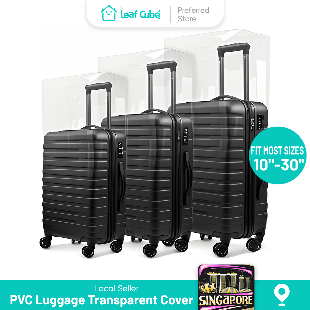 LeafCube PVC Luggage Transparent Cover -Waterproof Plastic Protector ...