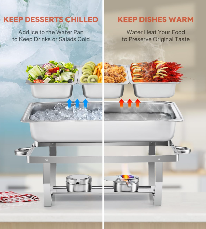 Buffet tray set 11L Foldable Stainless Steel Square Buffet Stove Dish ...