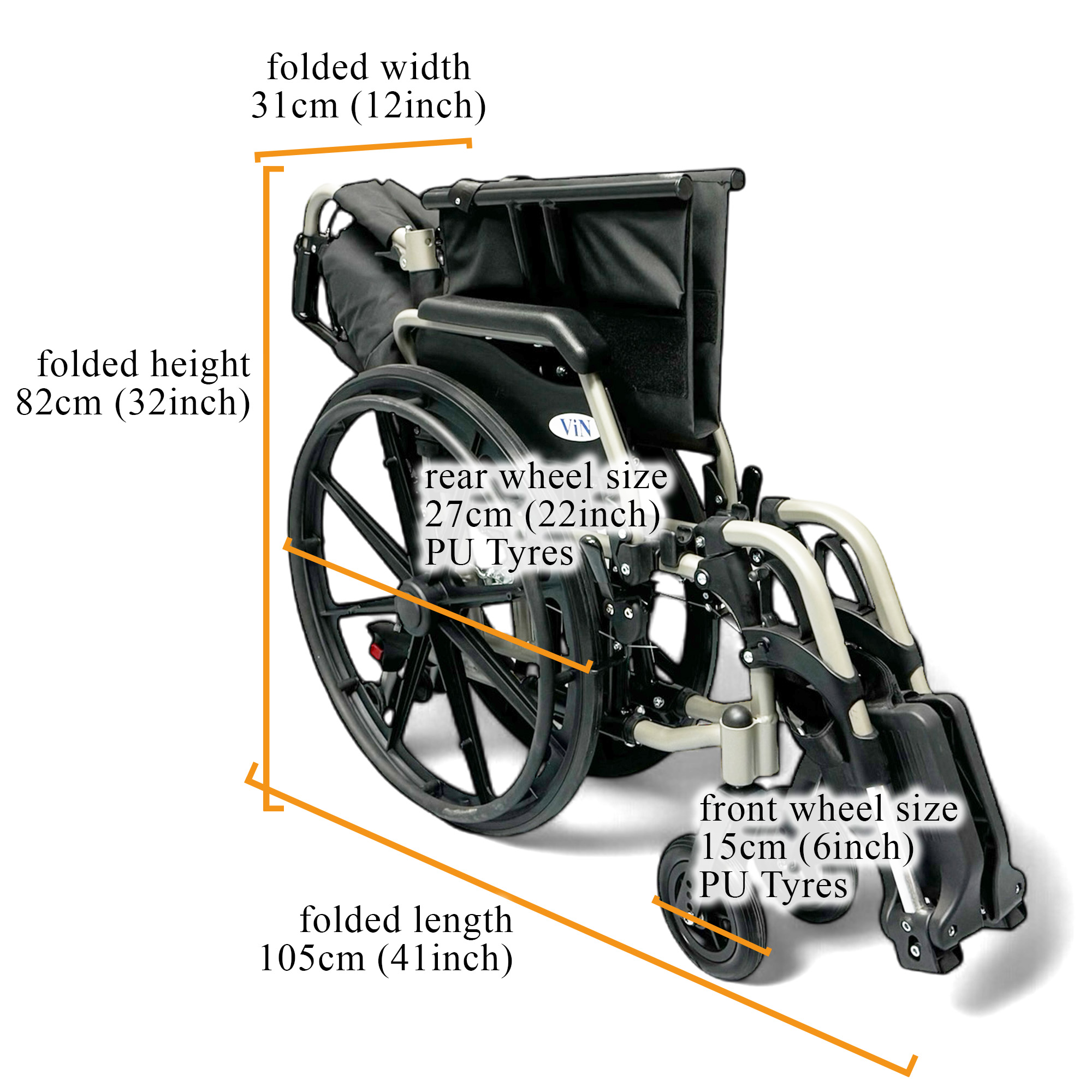 ViN 46AL Big Large Bariatric Detachable Wheelchair 17 Kg Lightweight 22 