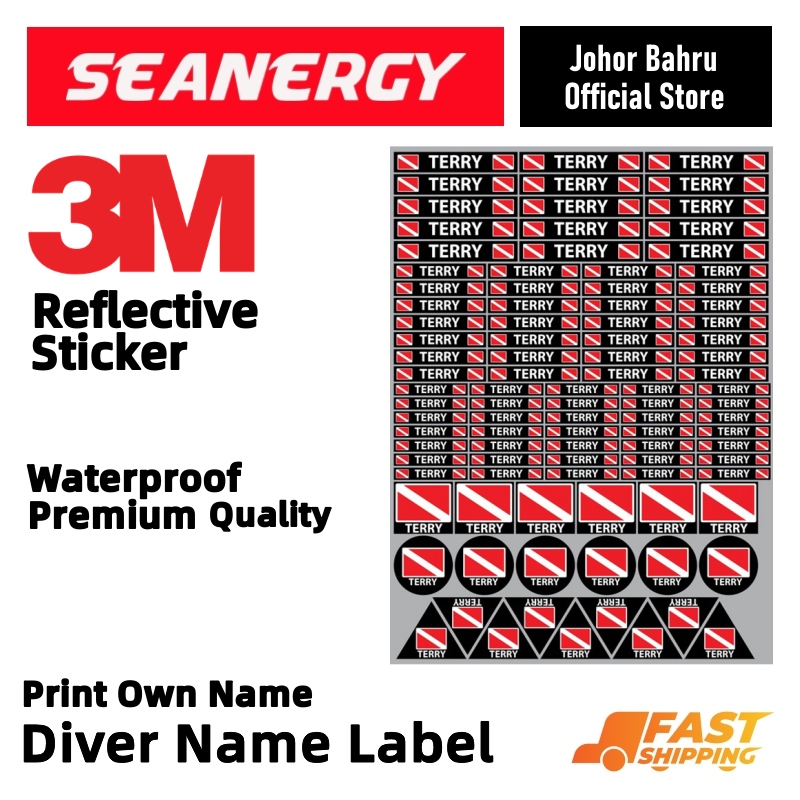 (PRE-ORDER)Print Your Name Dive Label Waterproof Sticker Label Diver's ...