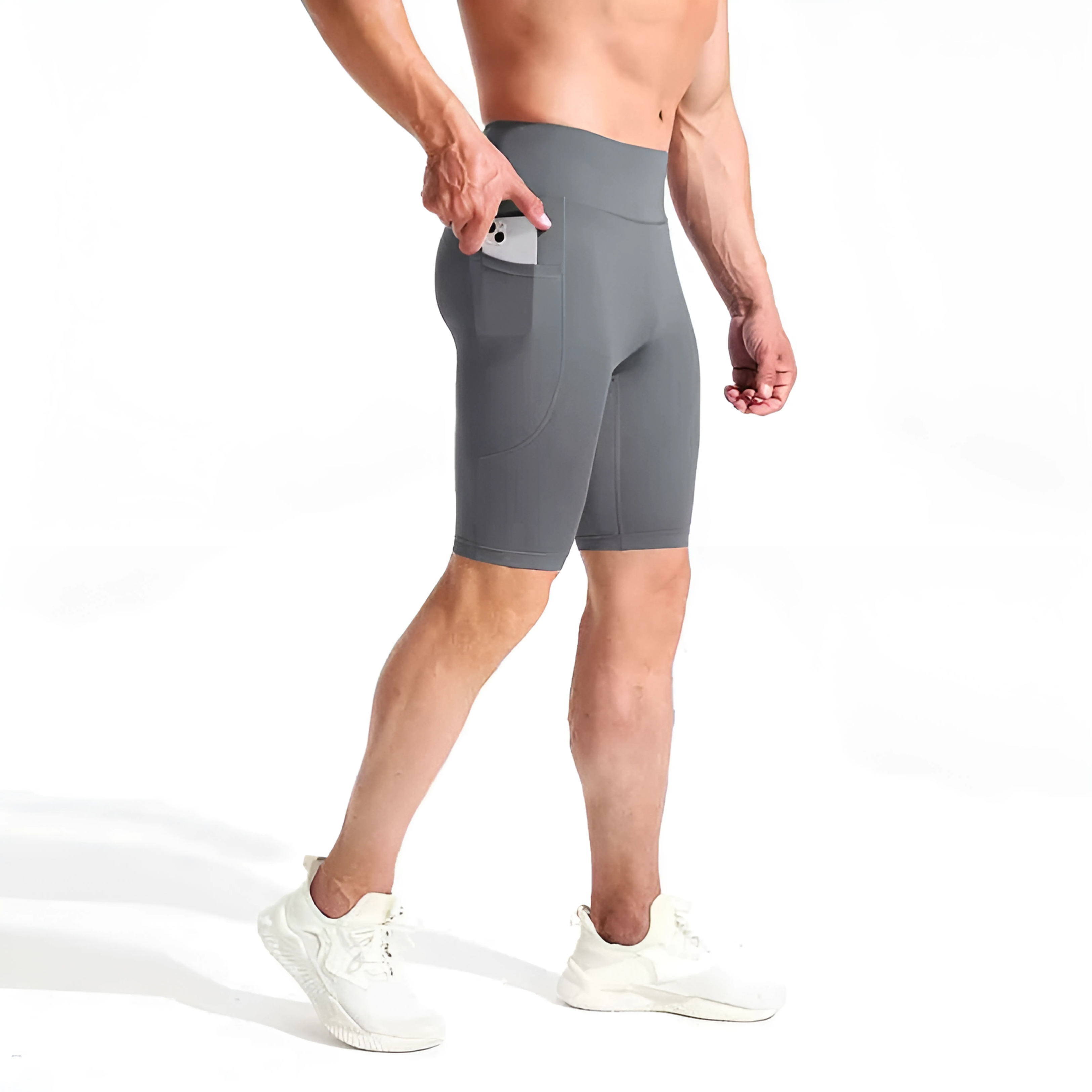 (Local) Men Compression Tights Shorts Side Pocket Back Zip Pocket for ...