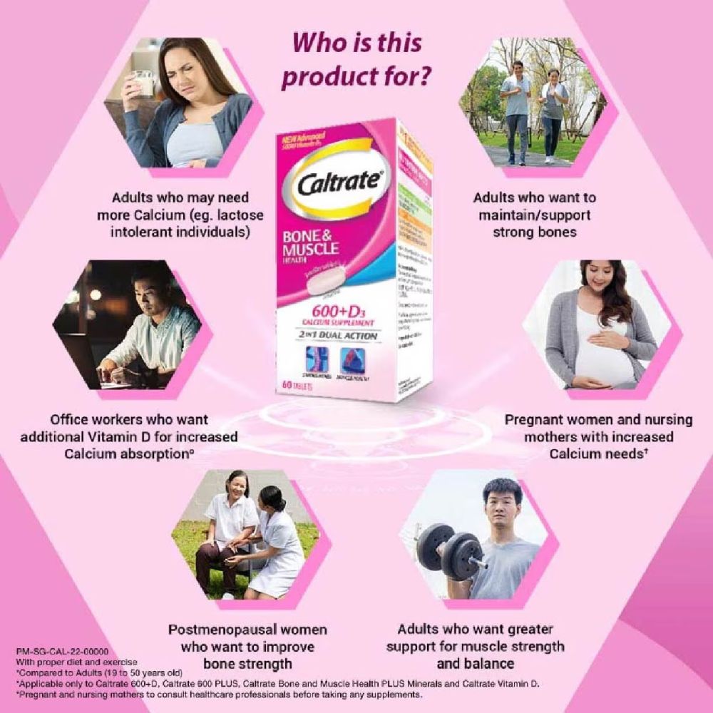 CALTRATE Caltrate Bone & Muscle Health (600+ D3 Calcium supplement with ...