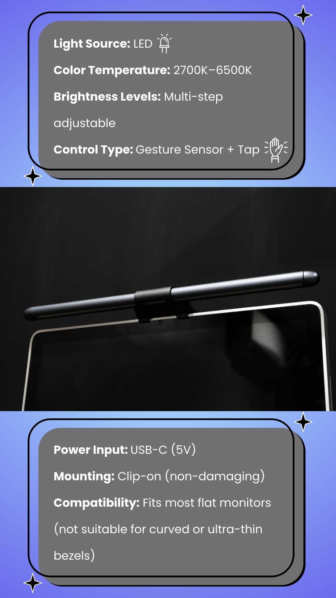 APOL Nox Monitor Light Bar - RGB Laptop Reading Lamp with Eye-Friendly ...