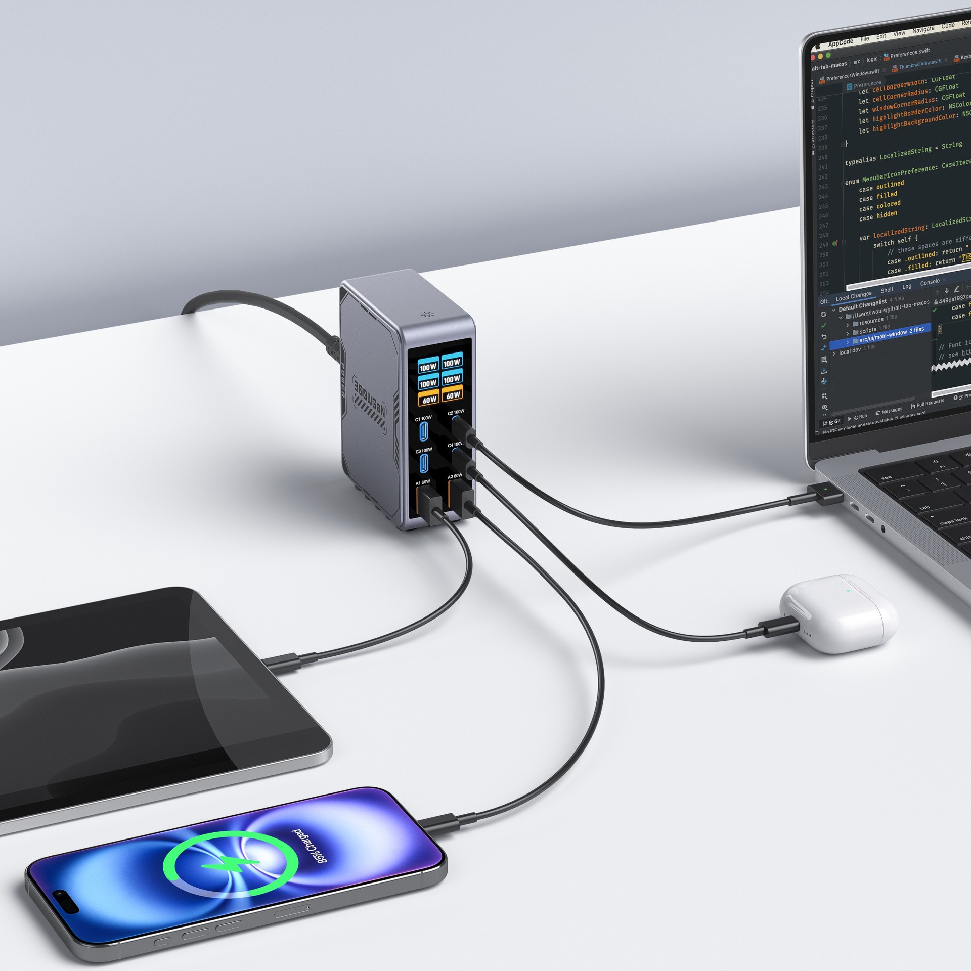 NEW 300W GaN Charger PPS PD 100W USB Type C 6-Port Digital Display ...
