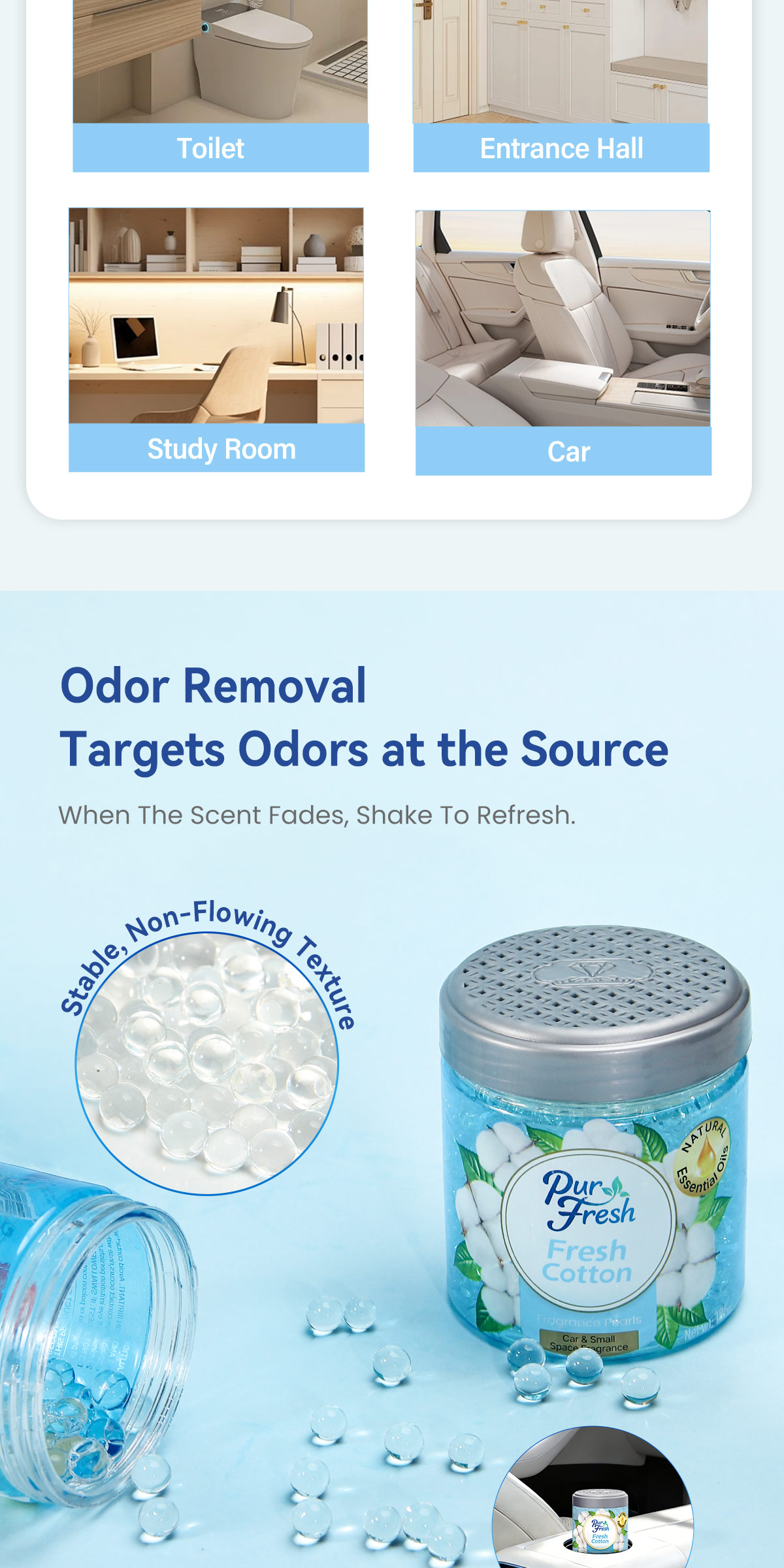 PurFresh 185g Scented Beads|Natural Essential Oil | Long-Lasting Solid ...