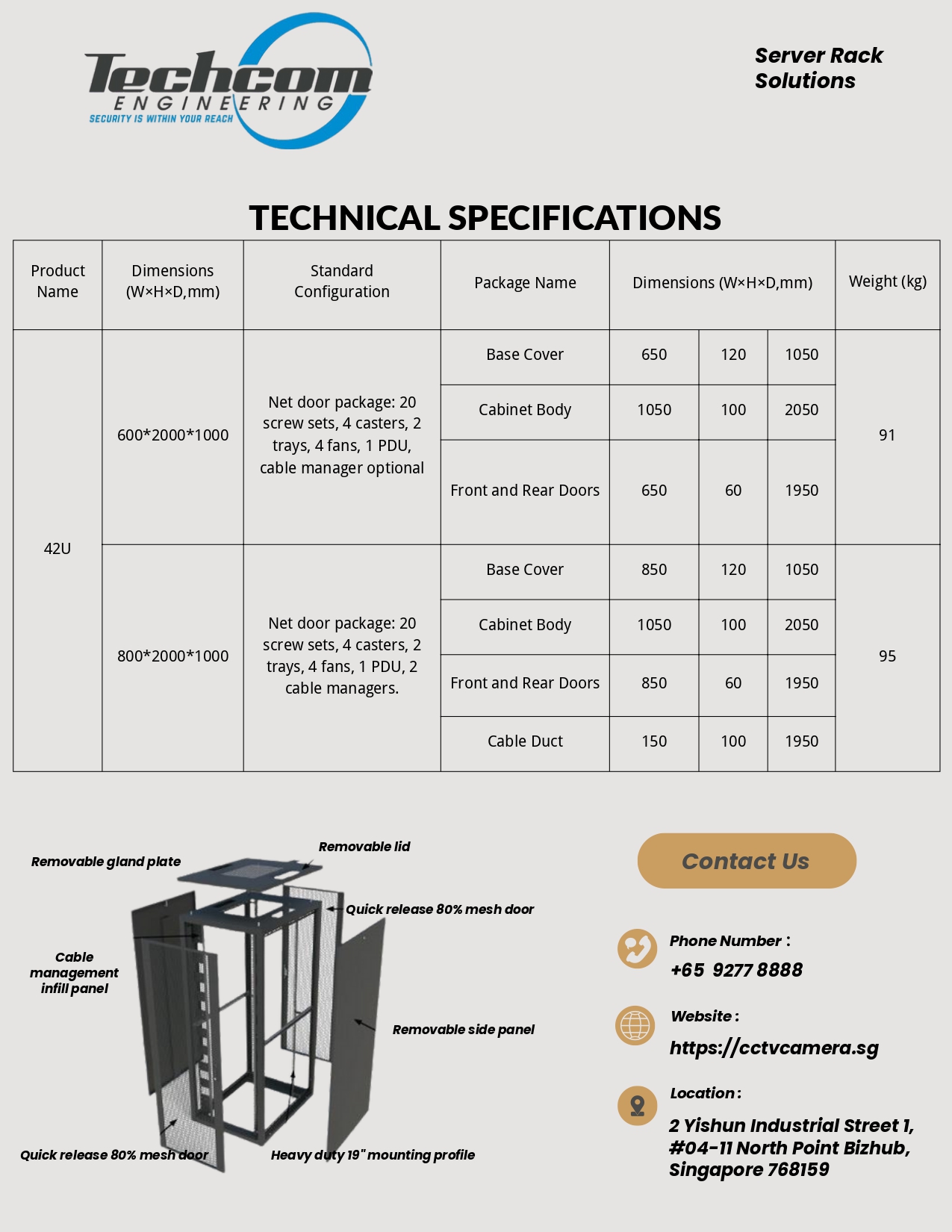 TC-42U Server Rack for CCTV, Network & Office | Heavy-Duty DIY Cabinet ...