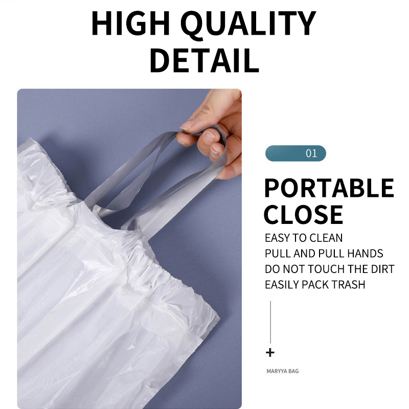 Drawstring garbage bag 75Pcs household portable kitchen garbage bag ...