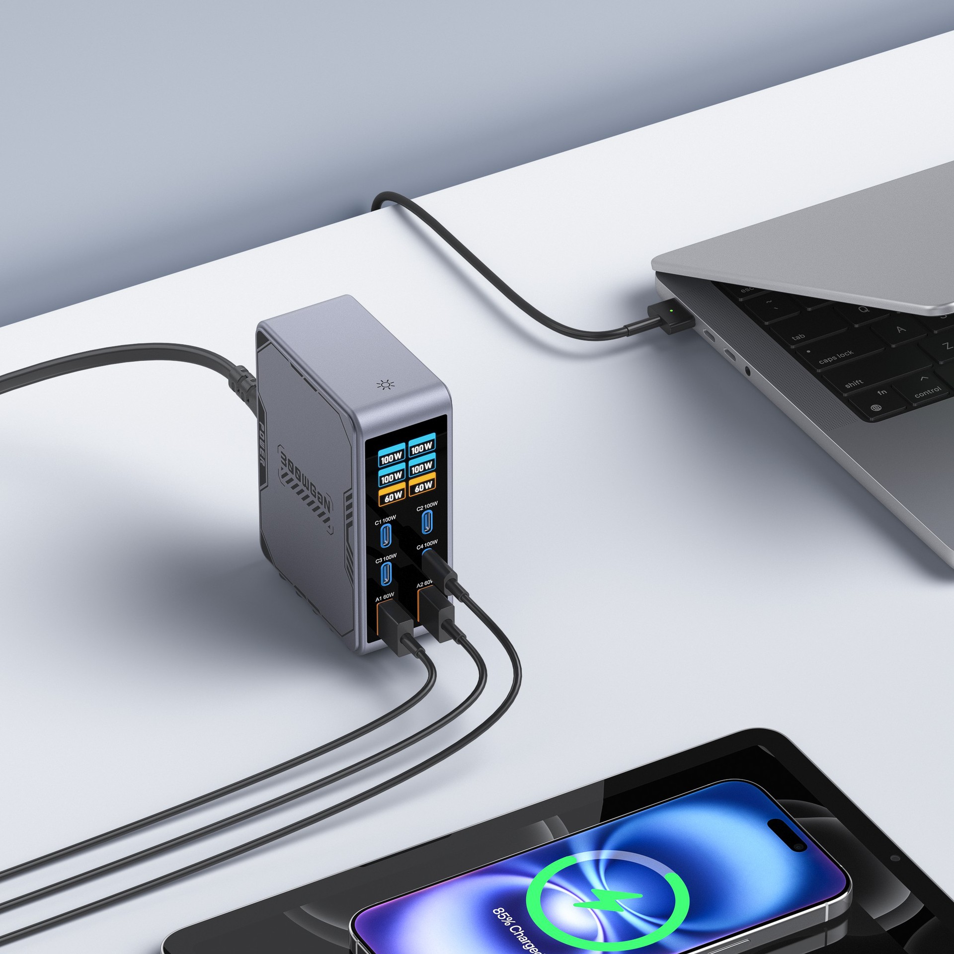 NEW 300W GaN Charger PPS PD 100W USB Type C 6-Port Digital Display ...