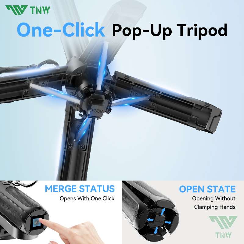 TNW T26Pro Mini 3-in-1 Selfie Stick Anti-Shake Tripod Phone Holder with ...