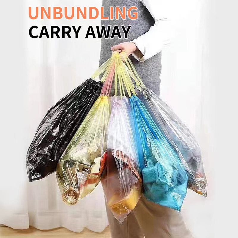 Drawstring garbage bag 75Pcs household portable kitchen garbage bag ...