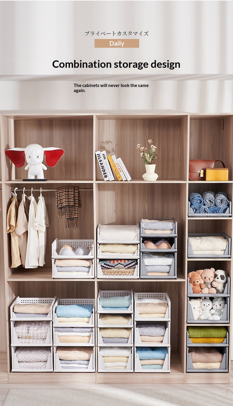Foldable Drawer Storage Box Wardrobe Organizer Stackable Clothes ...