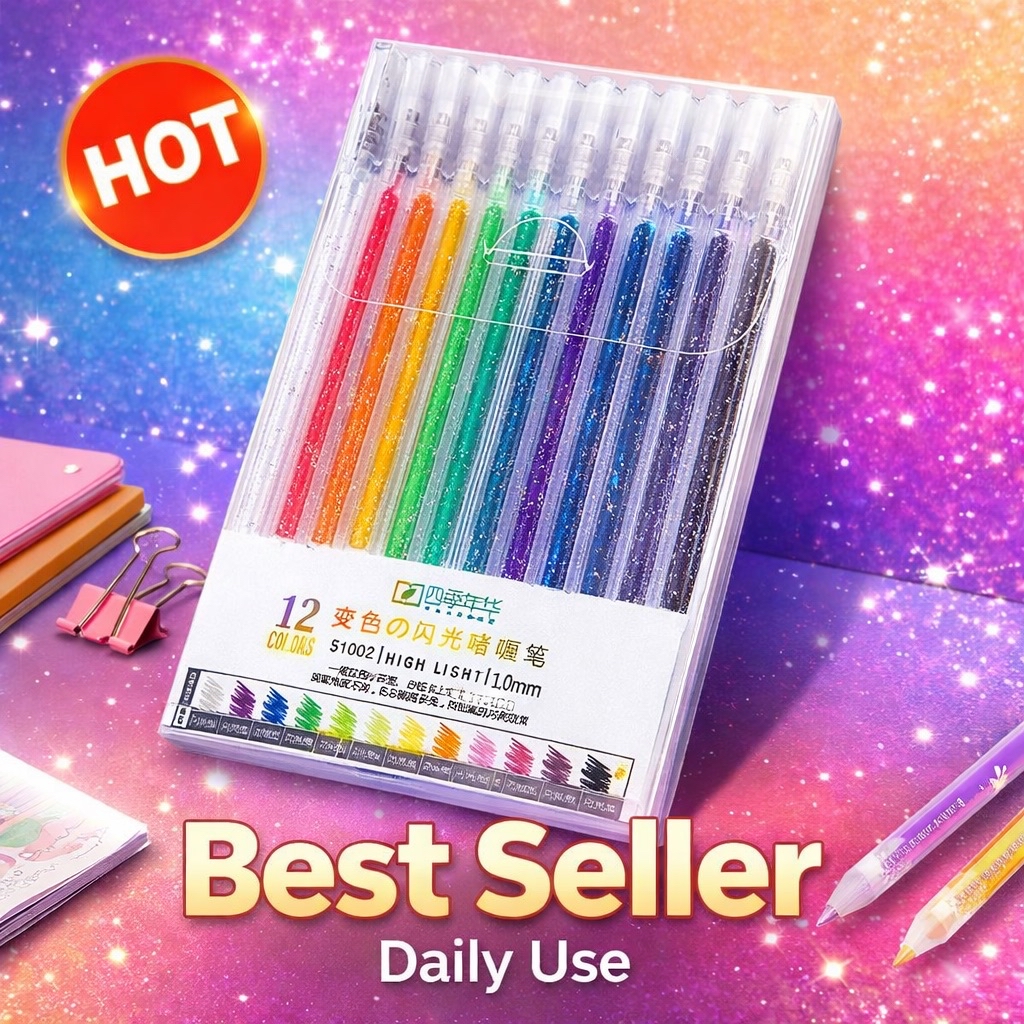 (FOREVER $2) 12Pcs Shimmering Shinning Glitter Colouring Doodling Pen ...