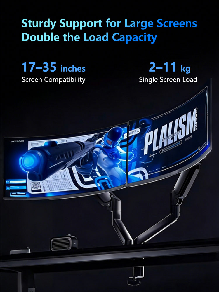 HCK Dual Monitor Arm Stand Adjustable Height Desktop Computer Monitor ...
