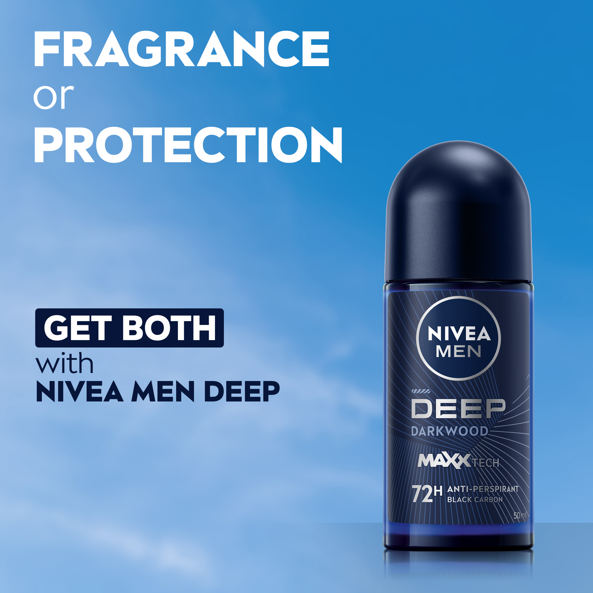 NIVEA MEN Deep Darkwood Deodorant Roll On 50ml / Anti Bacterial / No ...
