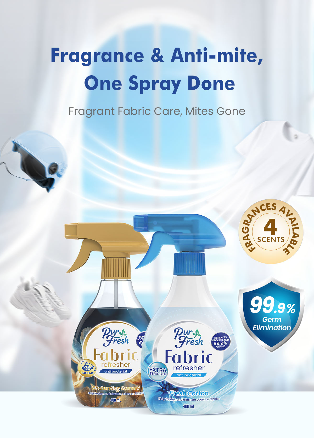 Purfresh Fabric Refresher 400ml Odor Eliminator Fabric Spray [ Multi ...