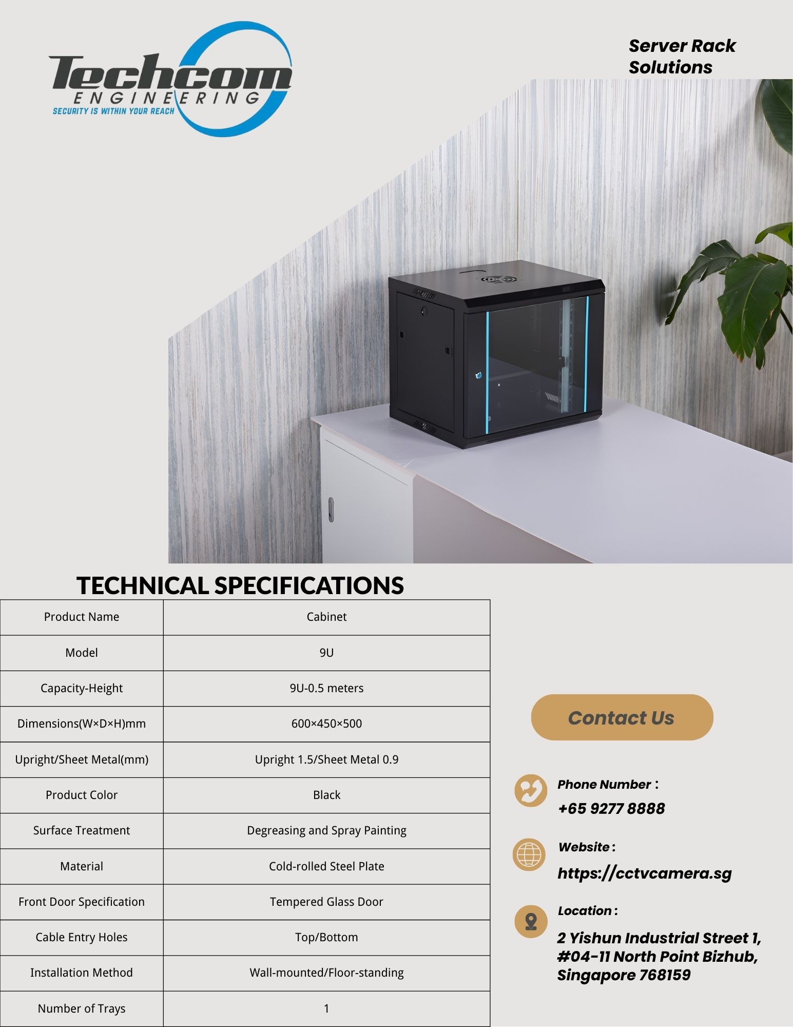 TC-9U-600G 9U Wall Mount Server Rack for CCTV Network Equipment ...