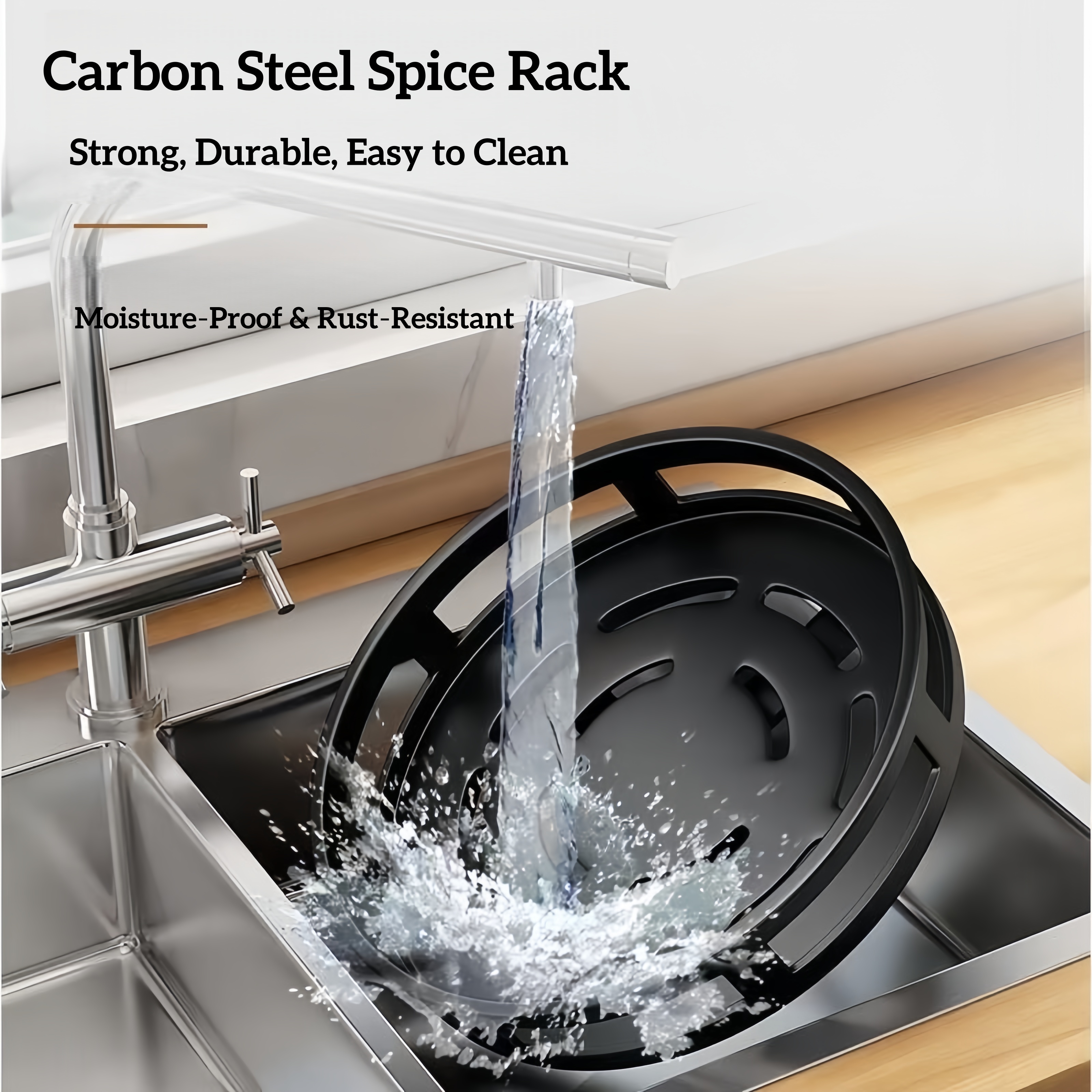 360° Rotating Spice Rack Carbon Steel Kitchen Organizer 2/3 Layer ...