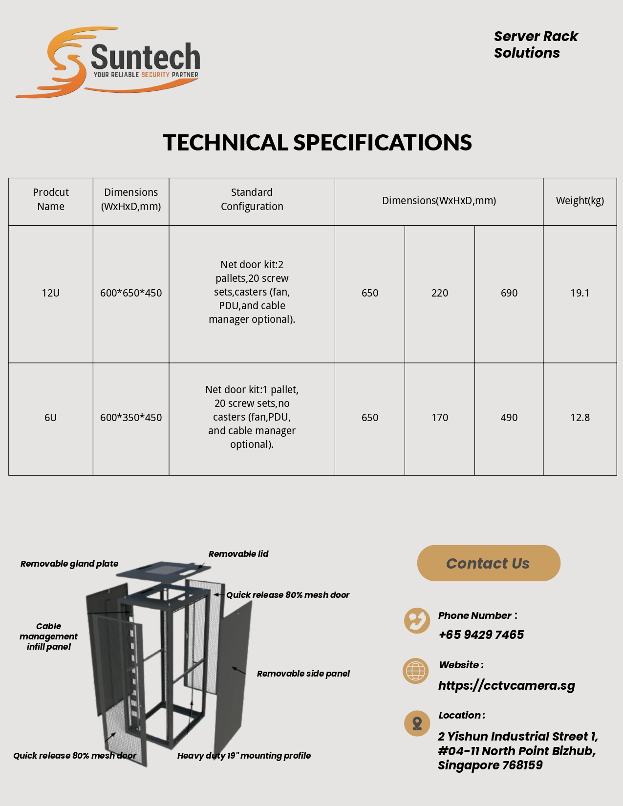 TC-6U-600 / 6U Server Rack/Network Cabinet WM6406 (UNASSEMBLED) With ...
