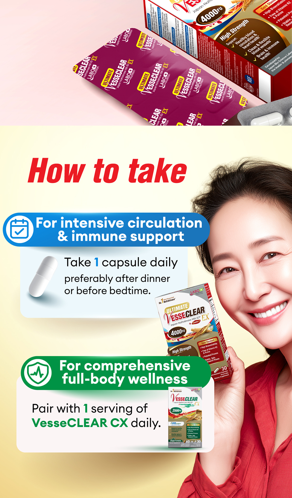 [2 Boxes] LABO Nutrition Ultimate VesseCLEAR EX 4000FU Nattokinase for ...