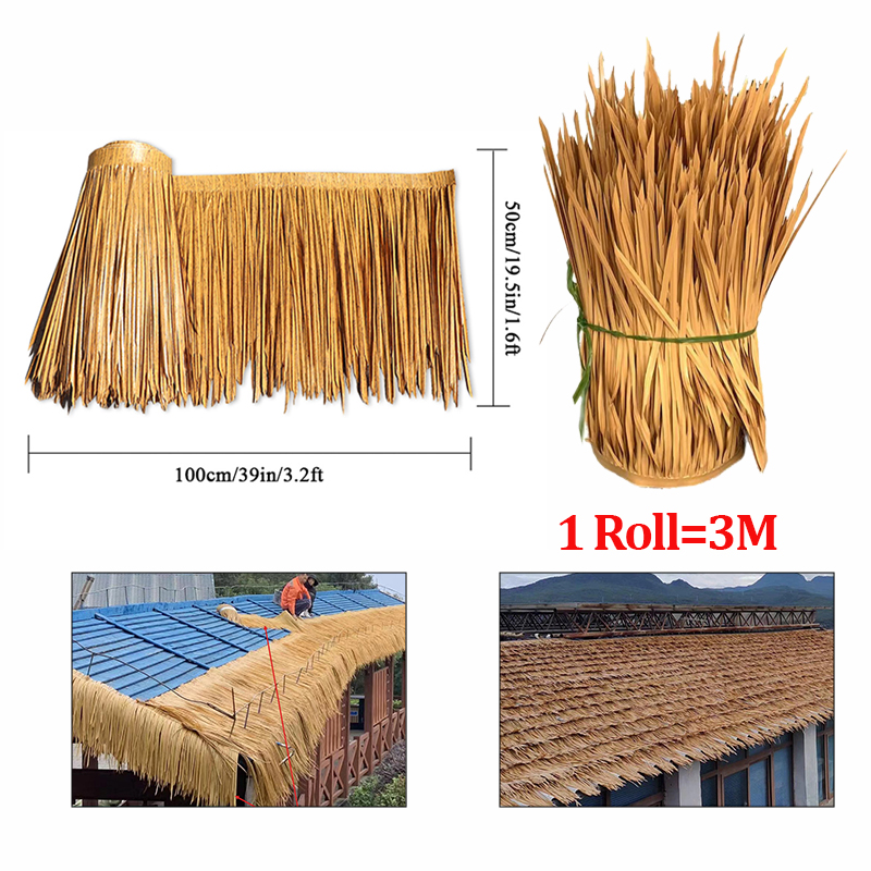 Huts Simulation Palm Thatch Roll Artificial Straw Fake Grass Waterproof ...