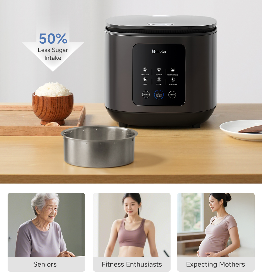 Simplus Kit 2.7 L Rice Cooker丨Low Sugar丨6 Preset Programs丨24H ...