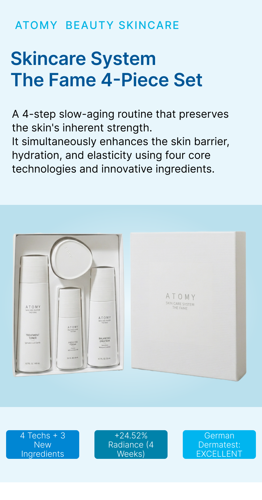 Atomy Skincare System The Fame 4-piece Set(Toner/Serum/Lotion/Nutrition ...