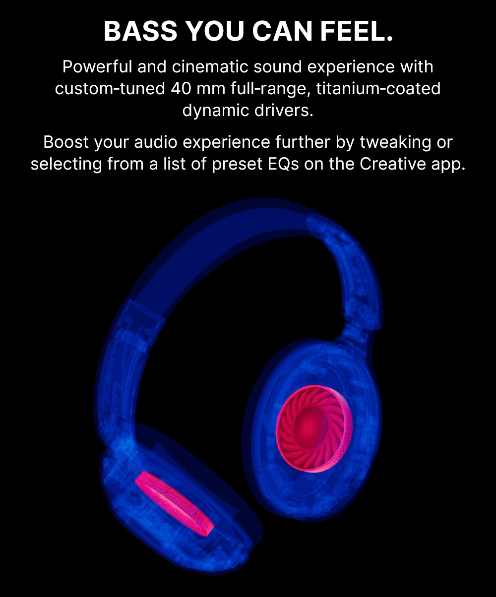 Creative Zen Hybrid Pro - Wireless Over-ear Headphones with 100 Hours ...