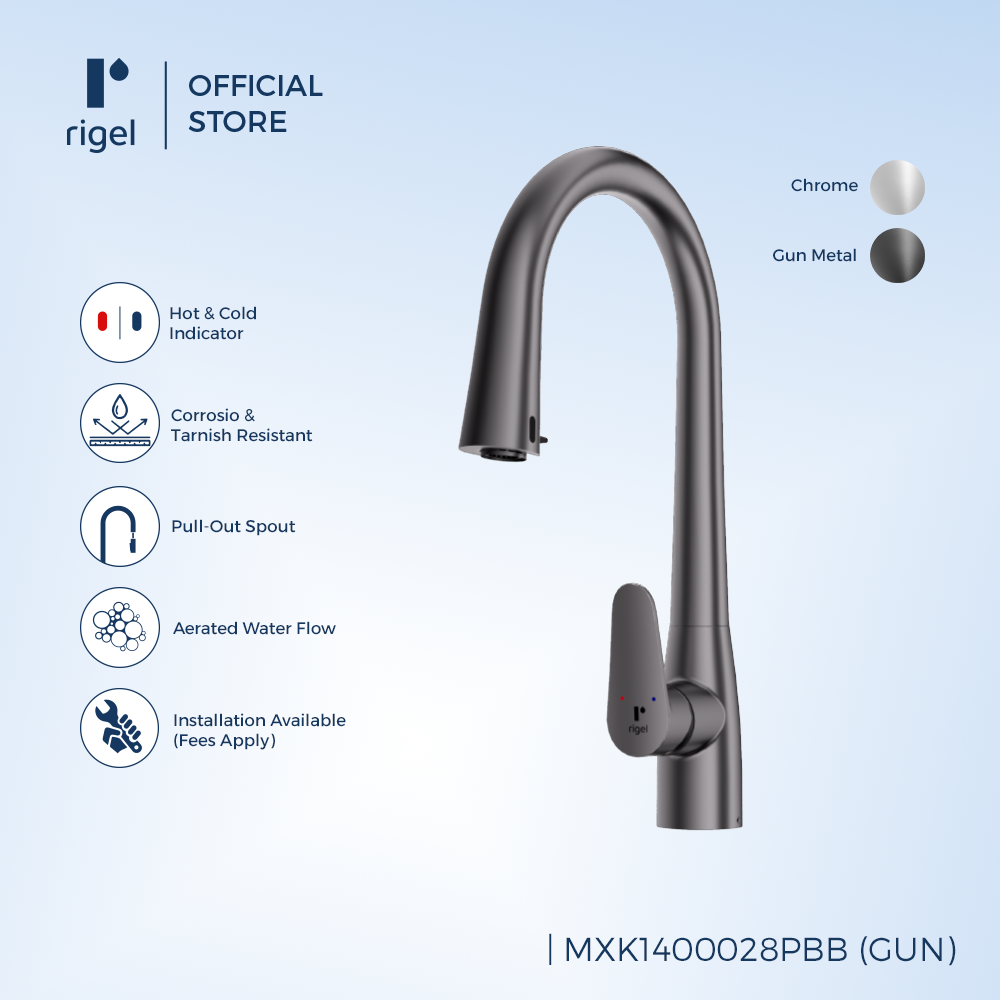 [P.O] RIGEL Gunmetal Sensor Kitchen Faucet Mixer Tap MXK1400028PBB (GUN ...