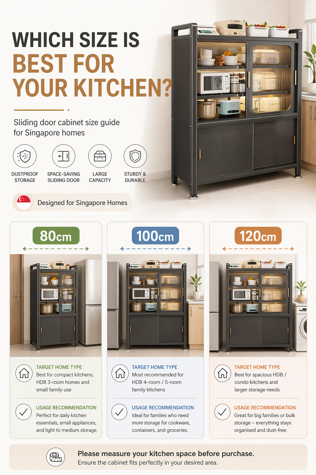 Kitchen Dustproof Cabinet With Doors Kitchen Sliding Door Storage ...