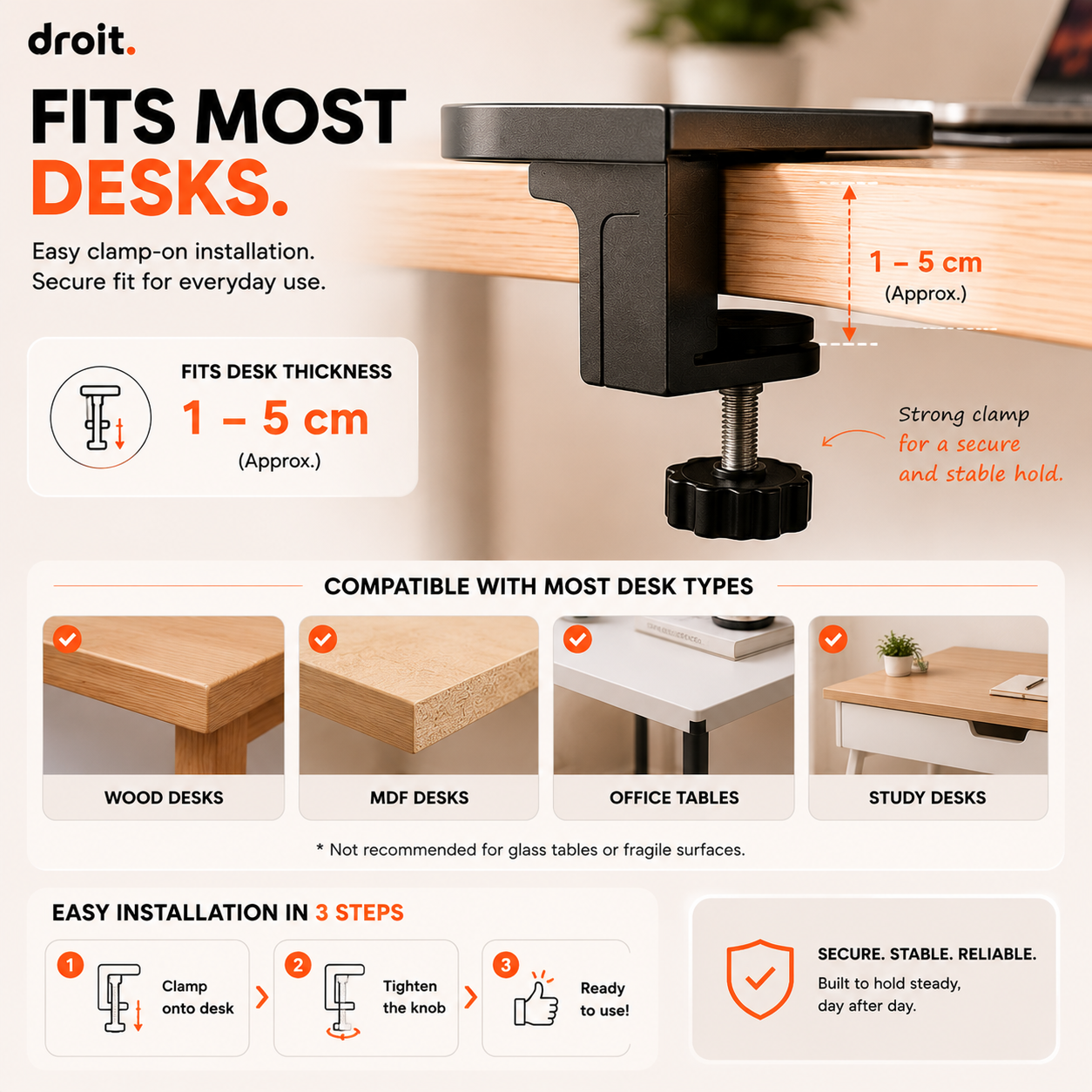 Desk Extension Board Clamp On Table | Foldable Ergonomic Desk Extender ...