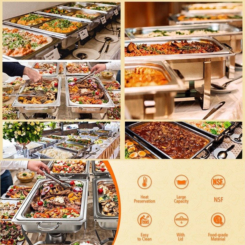 Buffet tray set 11L Foldable Stainless Steel Square Buffet Stove Dish ...