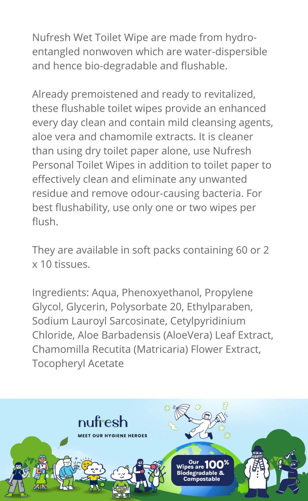 Infantino | Nufresh Flushable Wet Toilet Tissues (60s) | Shopee Singapore