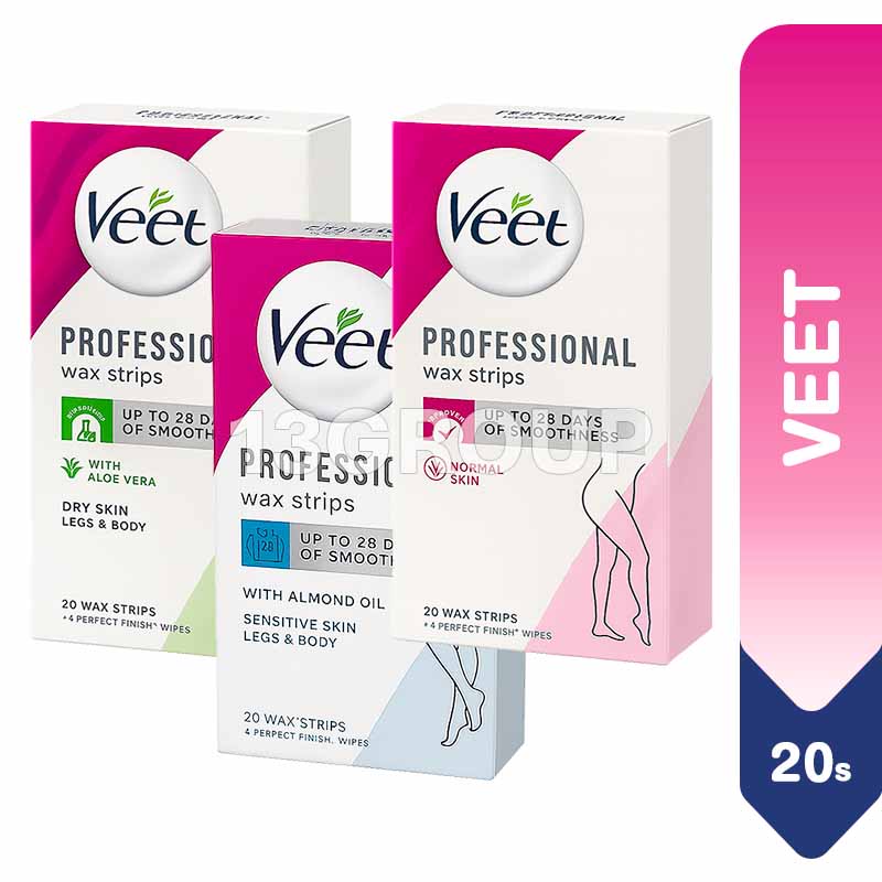 Veet Professional Hair Removal Wax Strips / Dry Normal Sensitive Skin ...