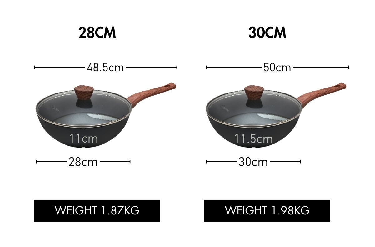 Fukuro Non-Stick Wok Pan with Lid Aluminium Core With Xylan Non-Stick ...