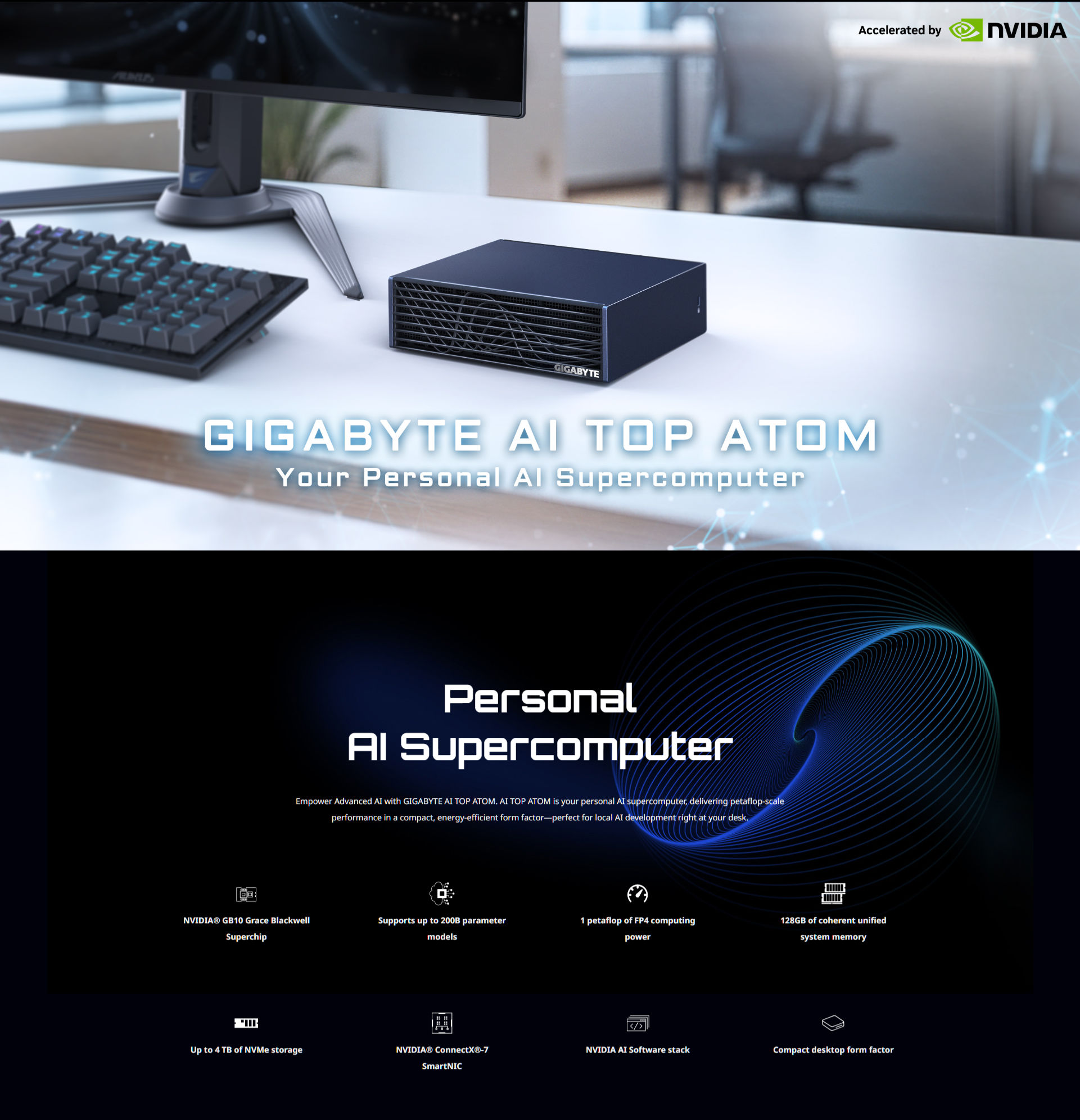 GIGABYTE AI TOP ATOM - 1 petaFLOP PERSONAL AI SUPERCOMPUTER, NVIDIA ...