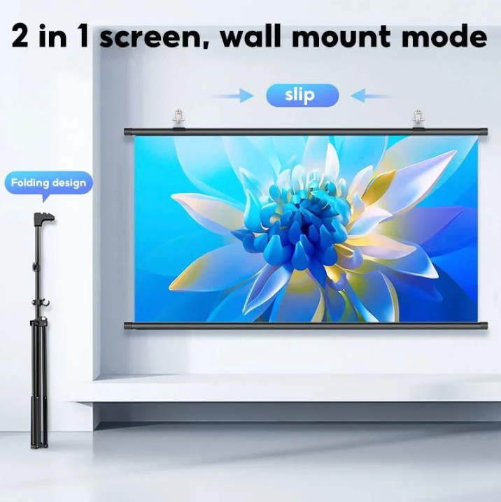 16:9 Projector Screen Projector Tripod Screen 60/72/84/100 Inches ...