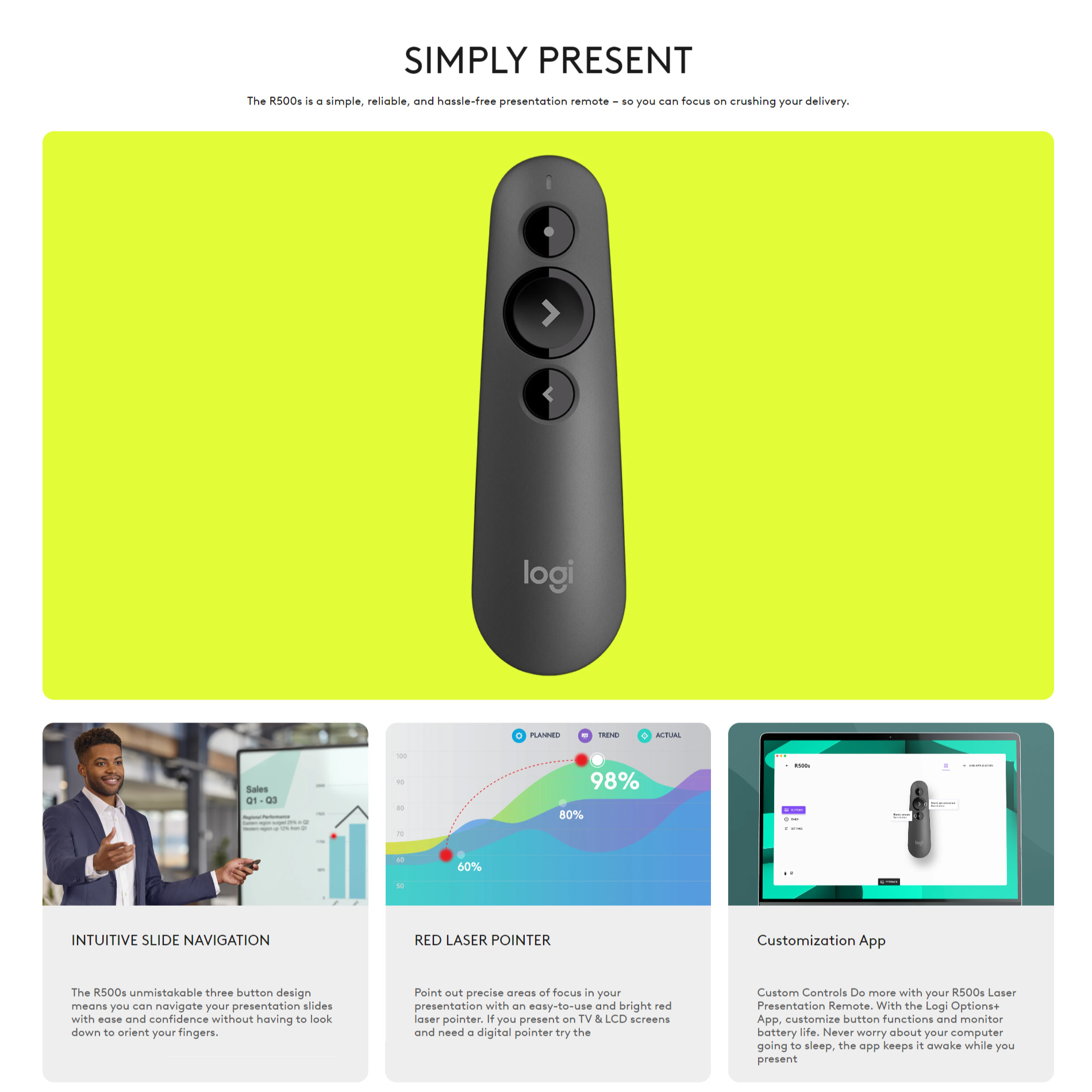Logitech R500s Laser Pointer Presentation Remote (Graphite) | Shopee ...