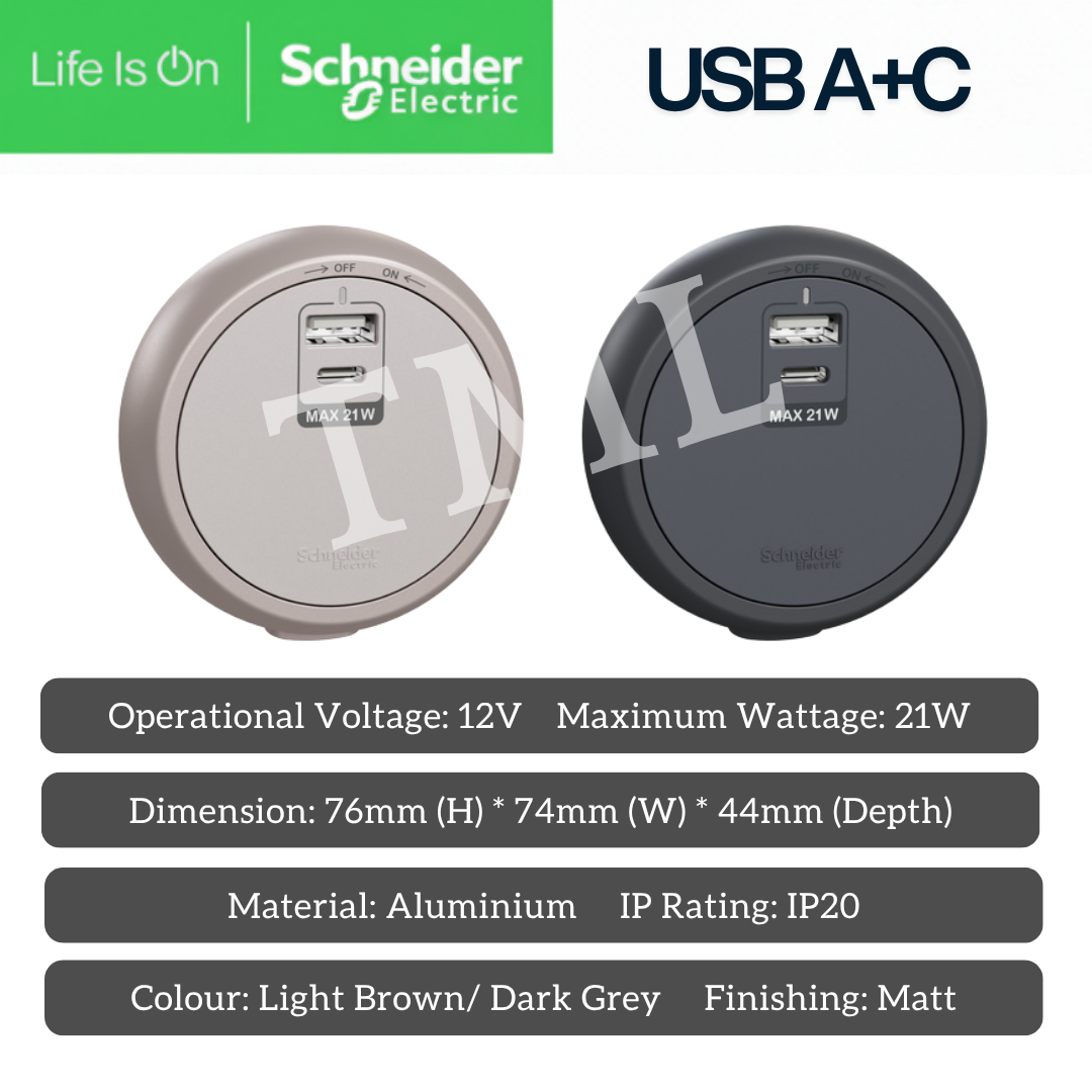 Schneider Power Track Module - Power Socket and USB A C Fast Charge ...