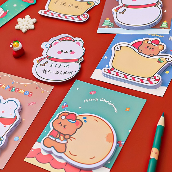 {SG} 30Pcs Christmas Sticky Notes Self-Stick Notes Cartoon Sticky Note ...