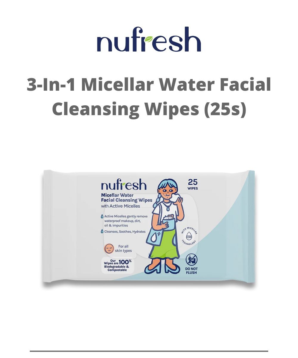 TTS - Nufresh 3-In-1 Micellar Water Facial Cleansing Wipes (25s ...