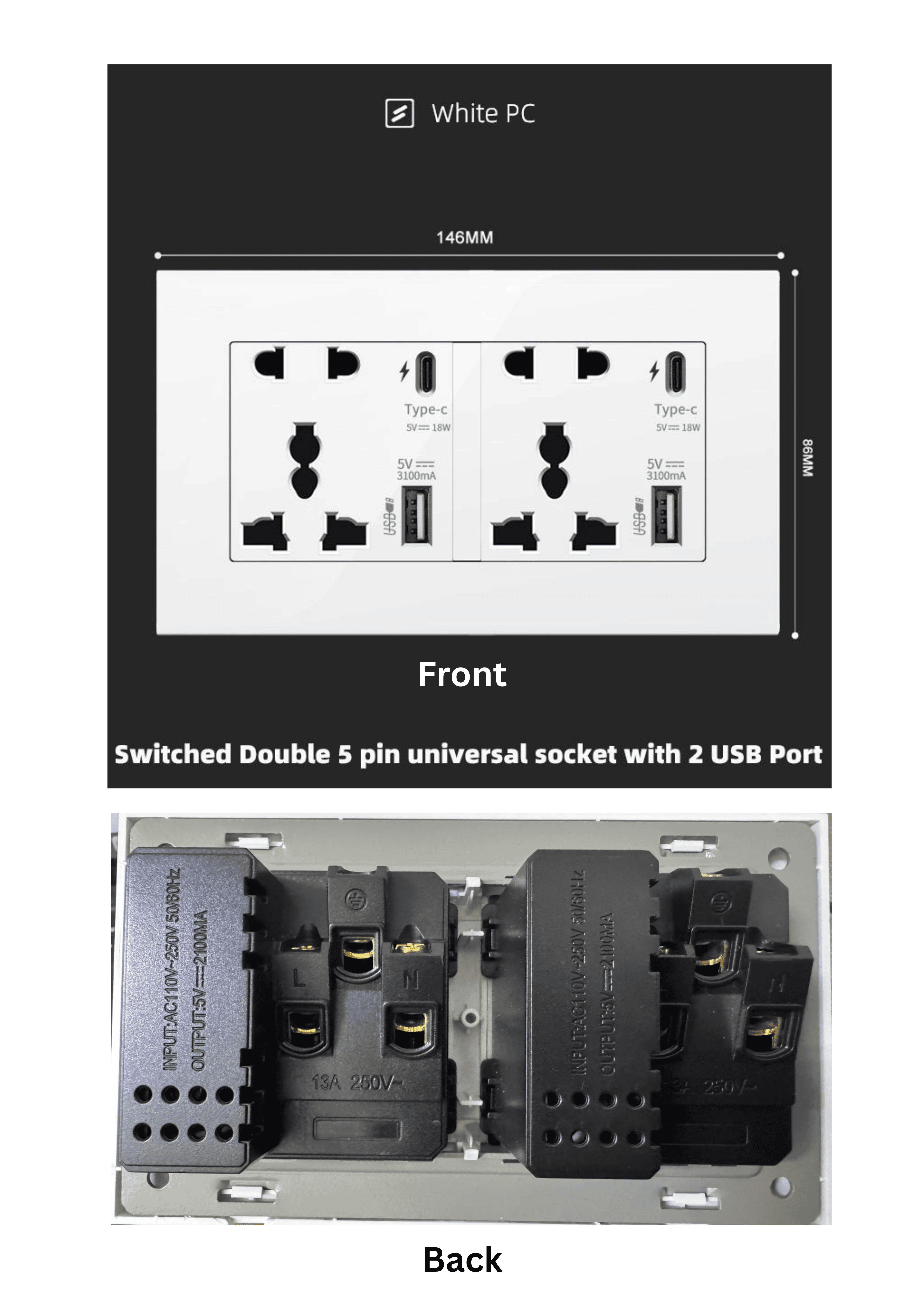 SG Ready Stock Double Wall Universal Power Socket | 2x5 Pin Universal ...