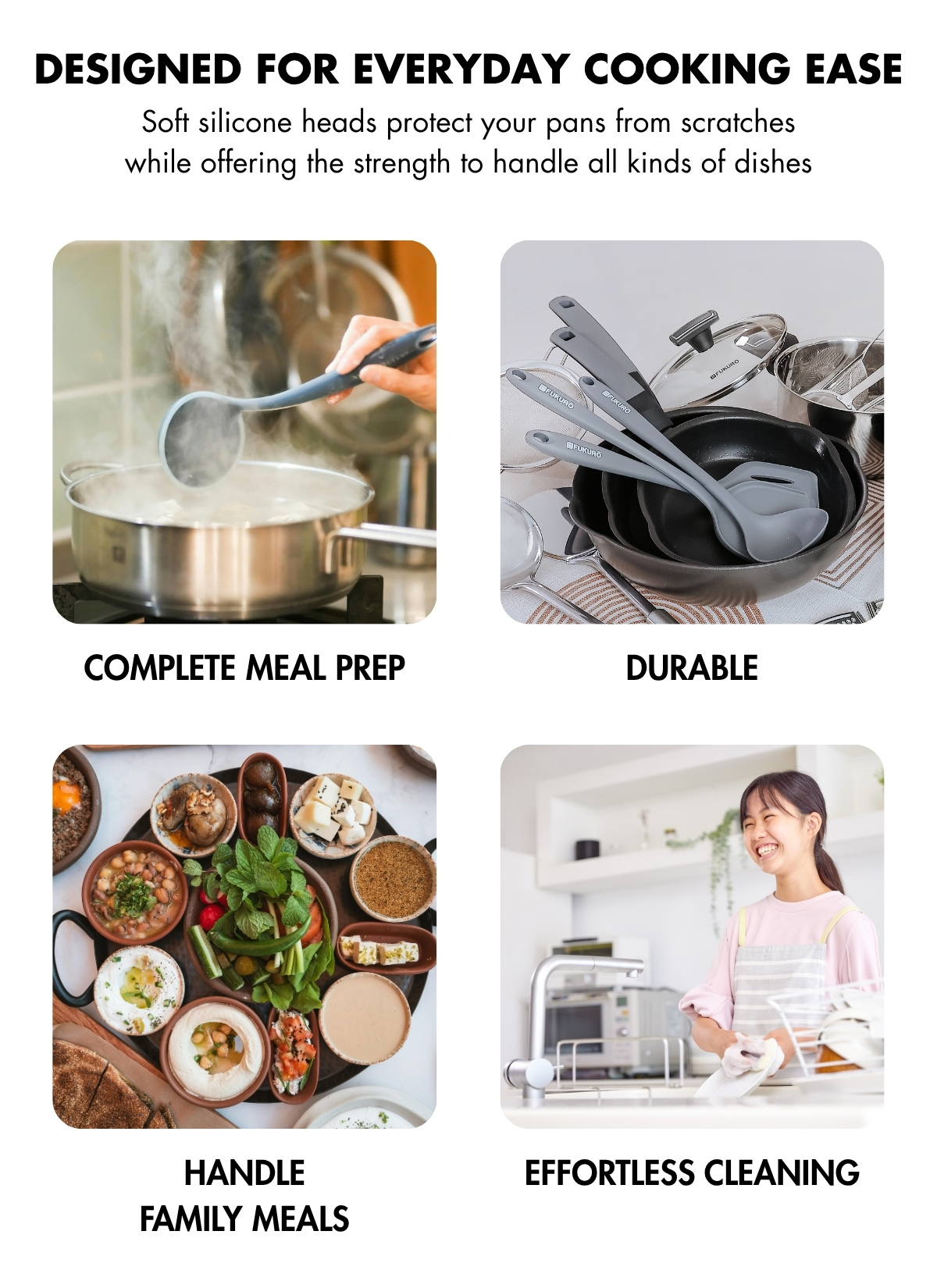 Fukuro ProSilicone Stainless Steel Core Wok Turner 13.5