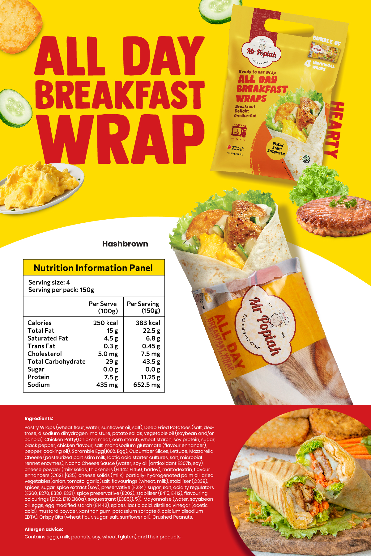 [Mr Popiah] All Day Breakfast Wrap Bundle of 4 (600g) | Shopee Singapore