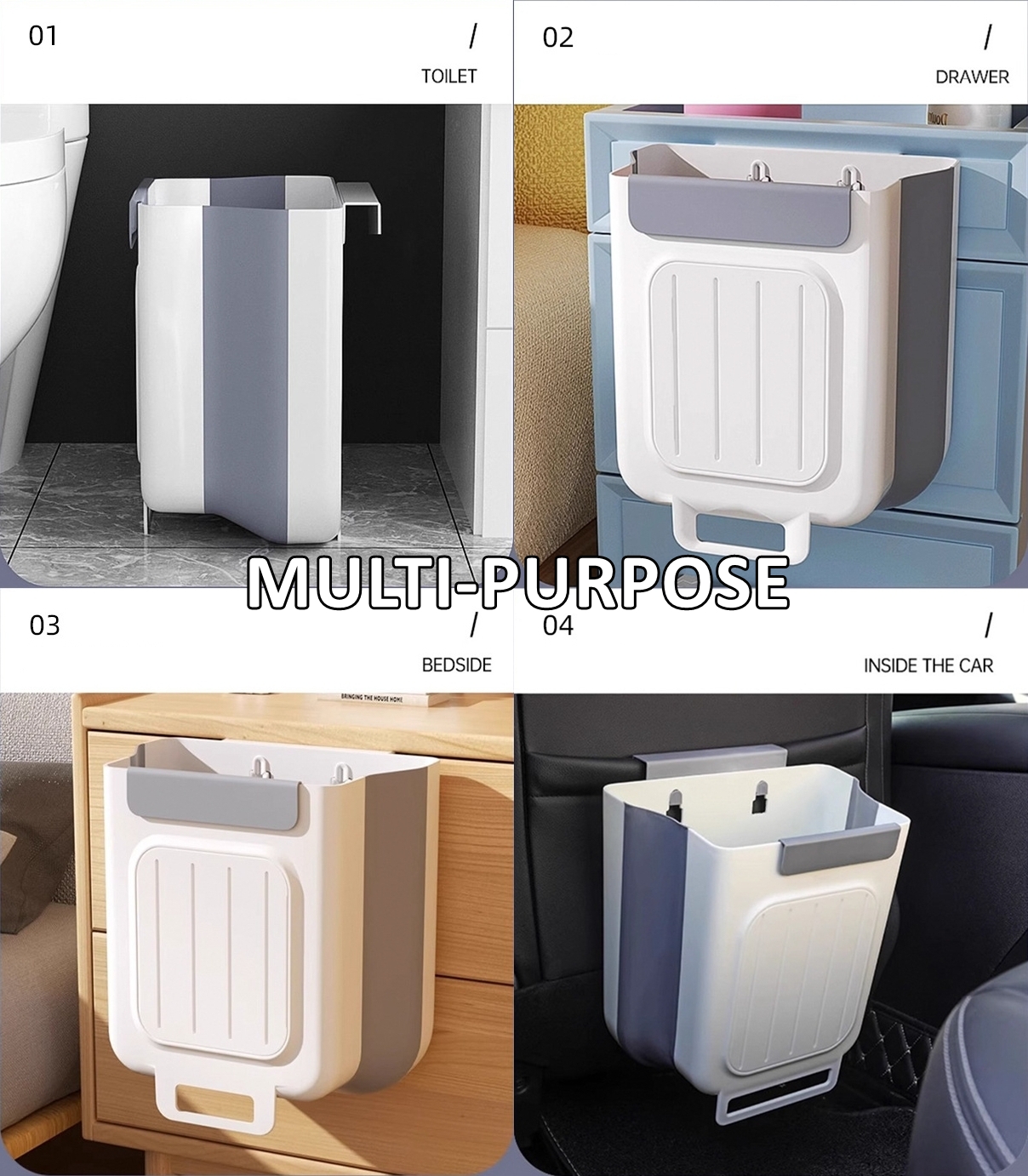 Foldable Hanging Dustbin Kitchen Waste Bin For Cabinet Door Trash Bin ...
