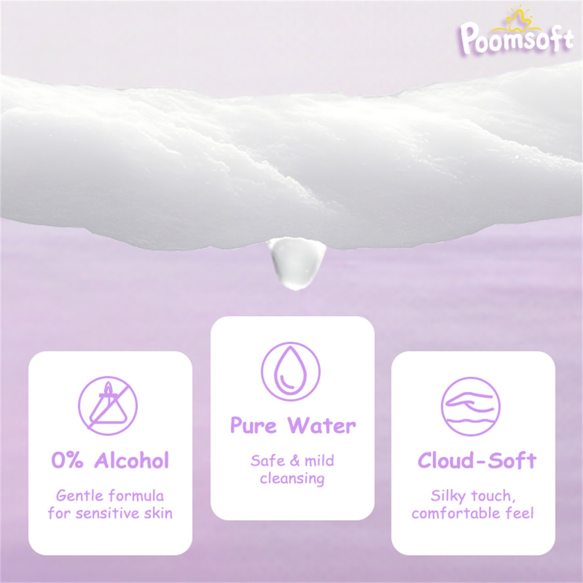 Poomsoft 10 Pack Baby Wet Wipes 1000 Pcs Lavender Scented No-Alcohol ...