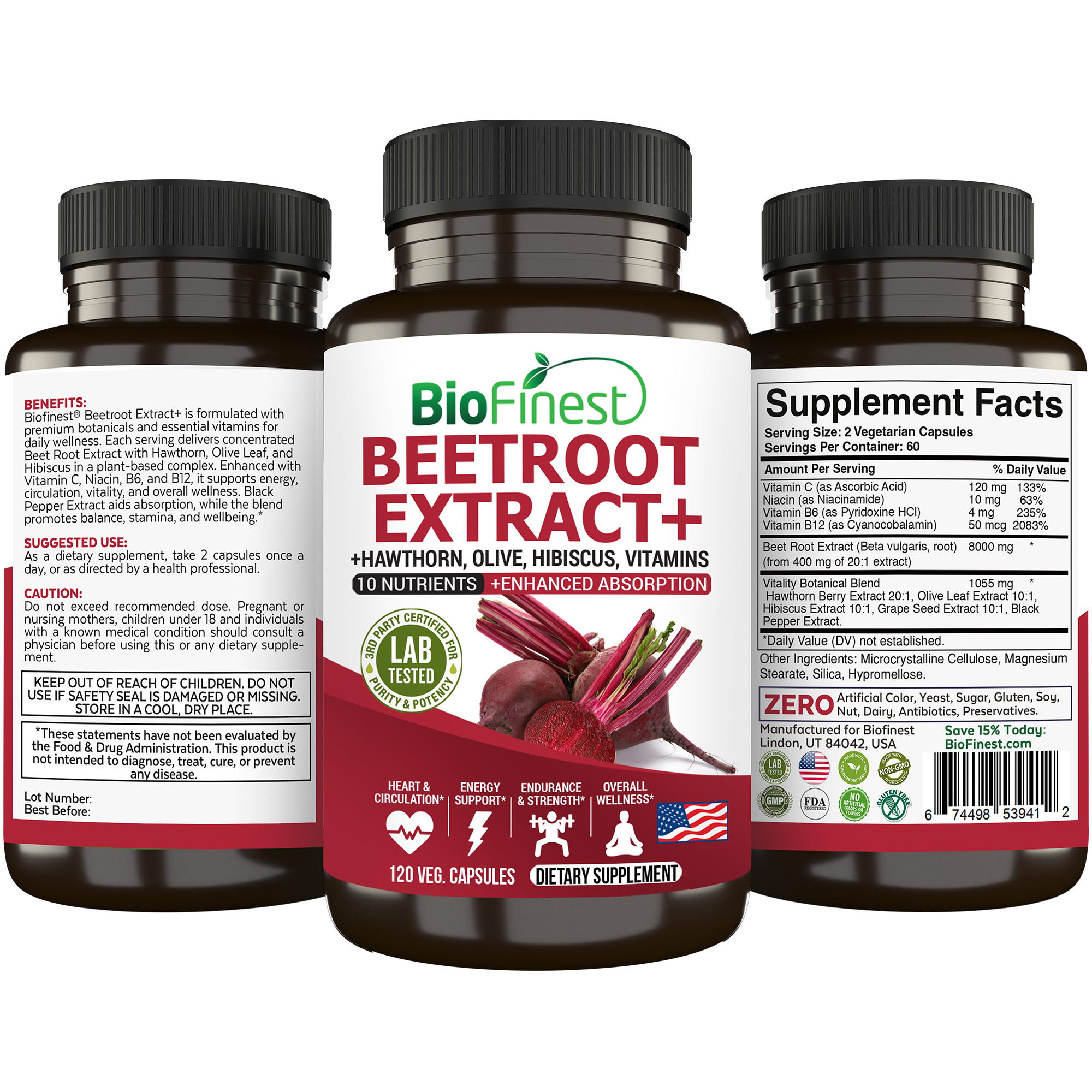 Biofinest Beetroot Extract+ Supplement - Beet Root Extract + Hawthorn ...