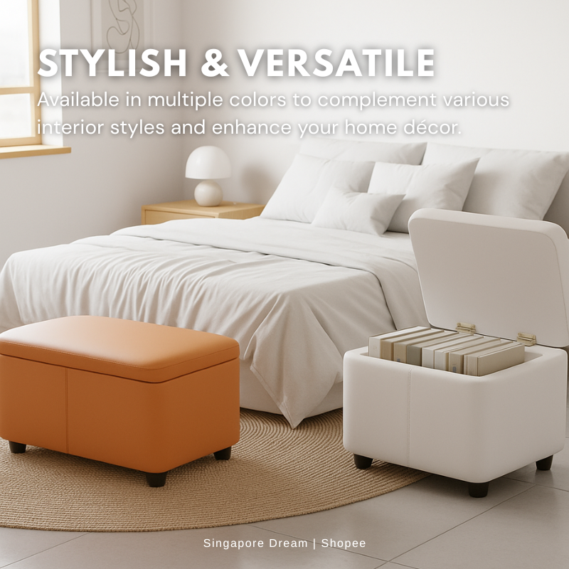 2 in 1 Cushion Ottoman Storage Bench | PU Leather Storage Bench ...