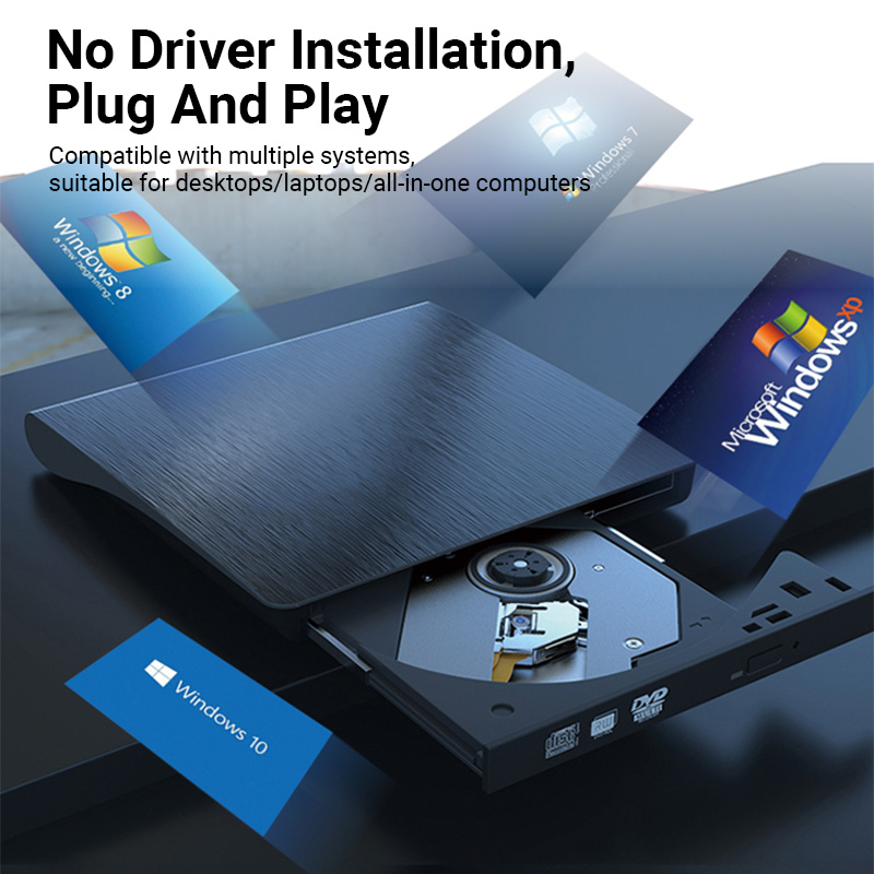 2 in 1 External CD DVD Drive USB Slim Portable External DVD Player ...