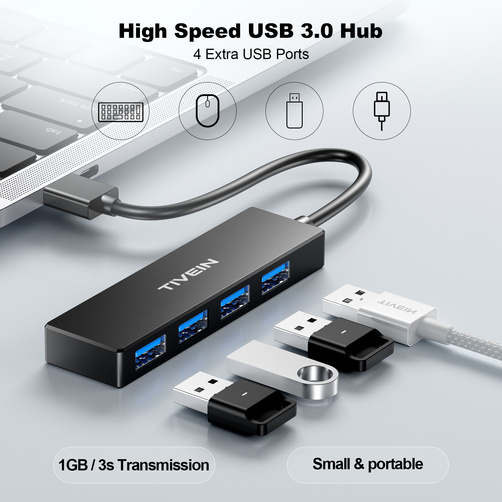 [2 YEARS WARRANTY] TIVEIN USB 3.0 A Hub 4 Port High Speed USB Splitter ...